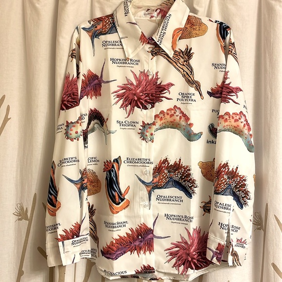 JAMMYJOB Novelty Loungewear Top Sea Coral Theme - Picture 1 of 8